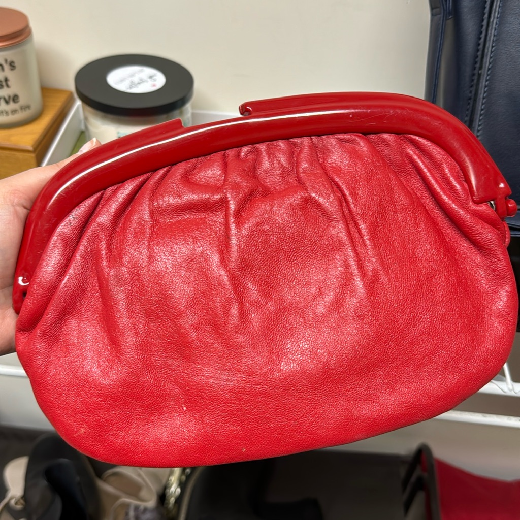 Vintage Red Leather Clutch